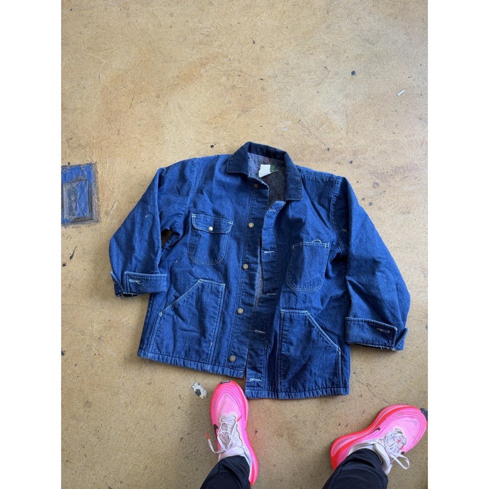 Vintage 90s WearGuard Chore Coat Denim Blanket Lined USA Style Size Large